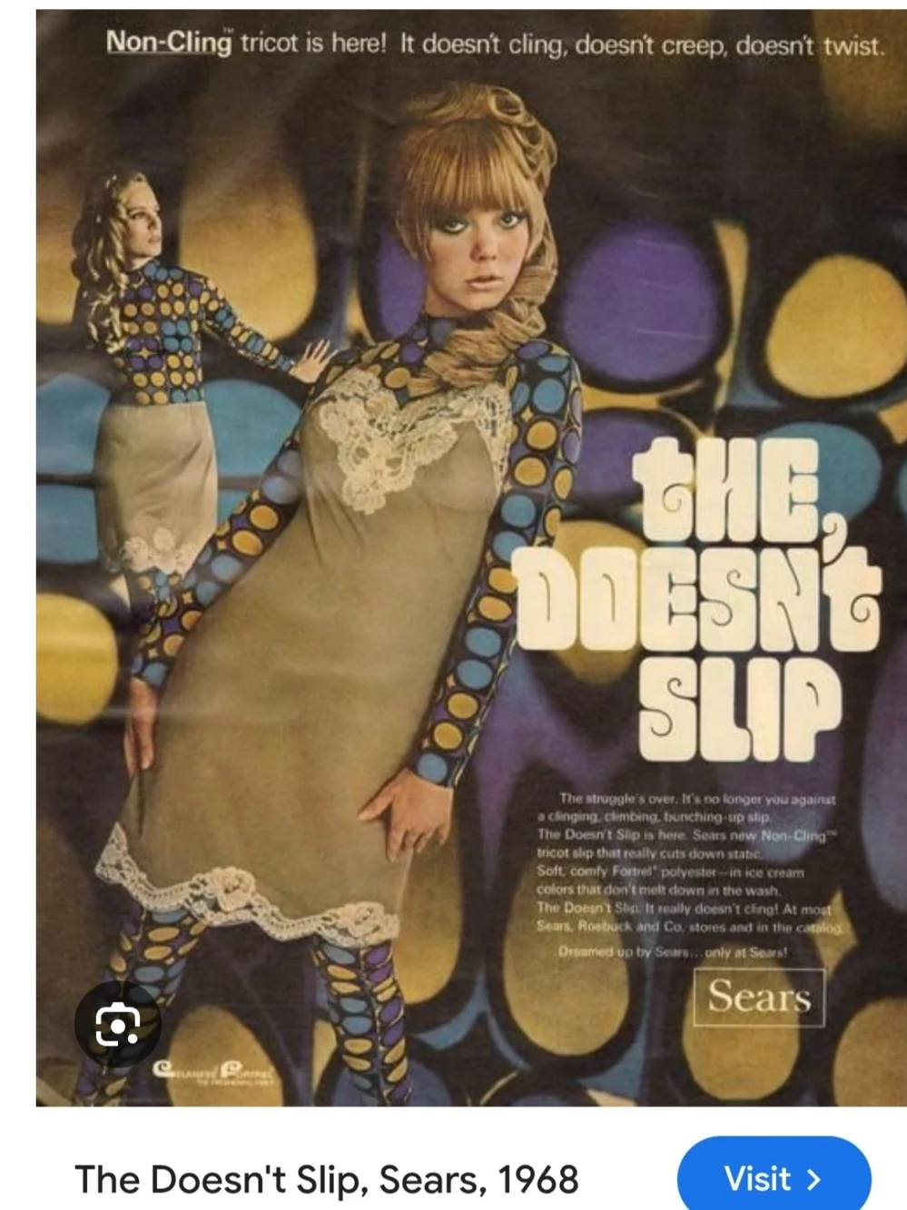 Vintage 60's Sears The Does'nt Slip Diy Tie-Dye Chemise Slip Dress - Picture 9 of 10